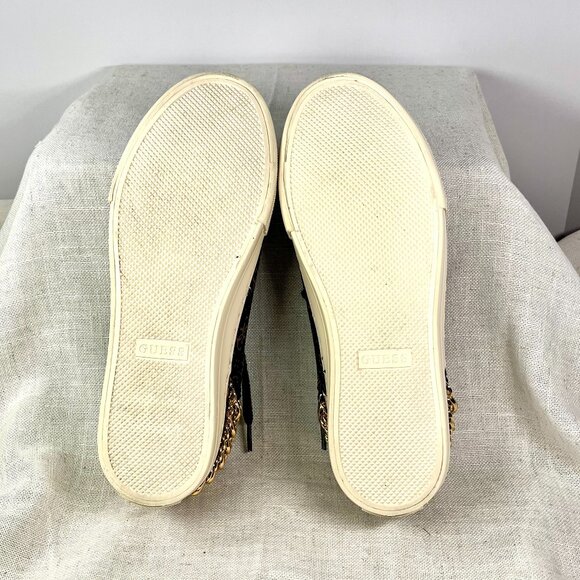 GUESS Luxe Chain-Embellished Snakeskin Sneakers Designer Streetwear Size 7 ½ M - Picture 4 of 16